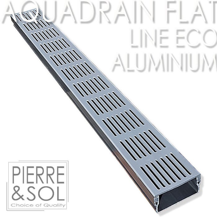 Caniveau plat H 5 cm Grille aluminium - AquaDrain - FLAT - LINE ECO - Caniveau de 100 cm