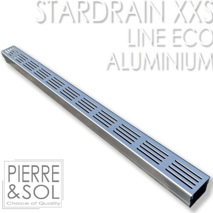 Caniveau XXS MINI L 6,5 cm Grille aluminium - StarDrain - LINE ECO - Caniveau de 100 cm