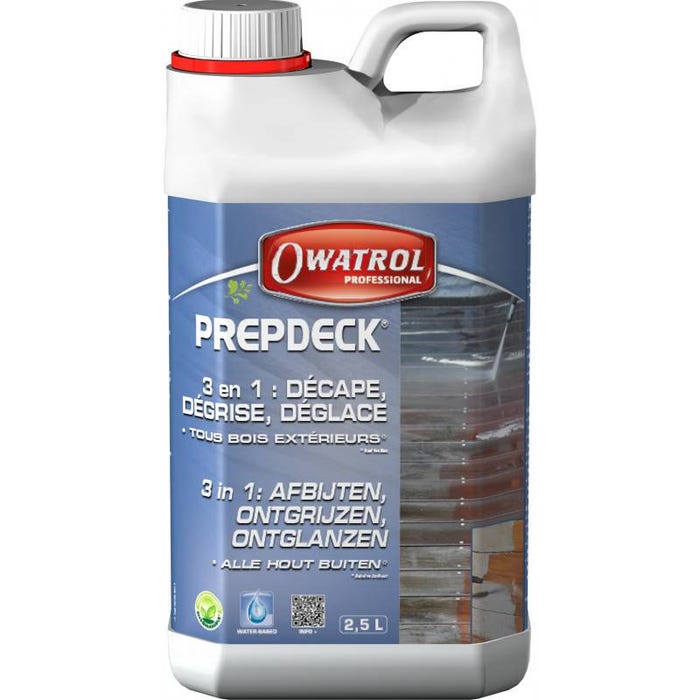 Prepdeck - Décapant - Nettoyant pour bois extérieurs - Owatrol Pro - 2,5 L
