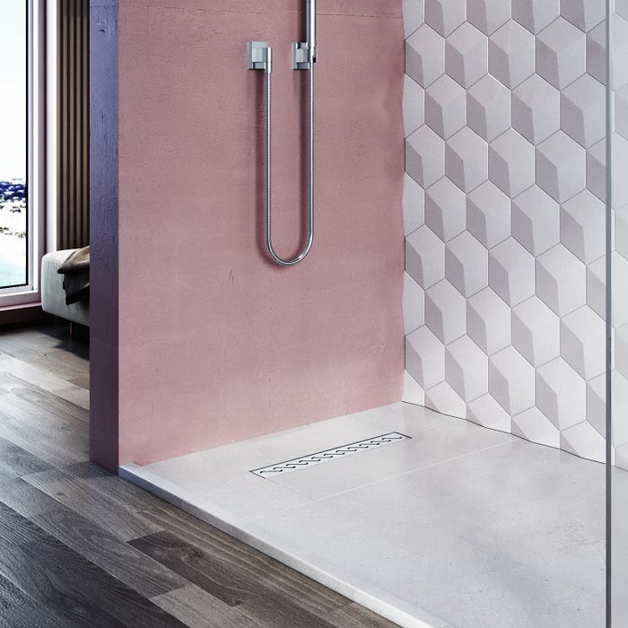 SIRHONA Drain de douche rectangulaire de 70cm avec grille à motifs de briques,Drain de plancher de douche comprend pieds de nivellement réglables