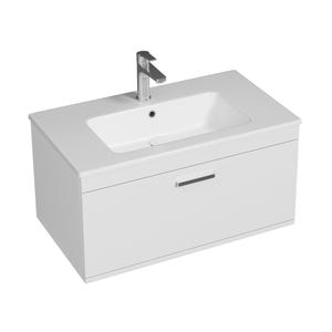 RUBITE Meuble salle de bain simple vasque 1 tiroir blanc largeur 80 cm