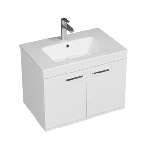 RUBITE Meuble salle de bain simple vasque 2 portes blanc largeur 70 cm