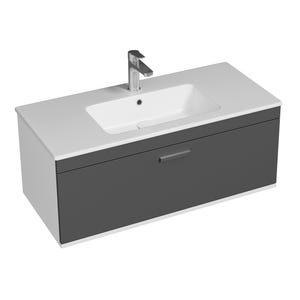 RUBITE Meuble salle de bain simple vasque 1 tiroir gris anthracite largeur 100 cm