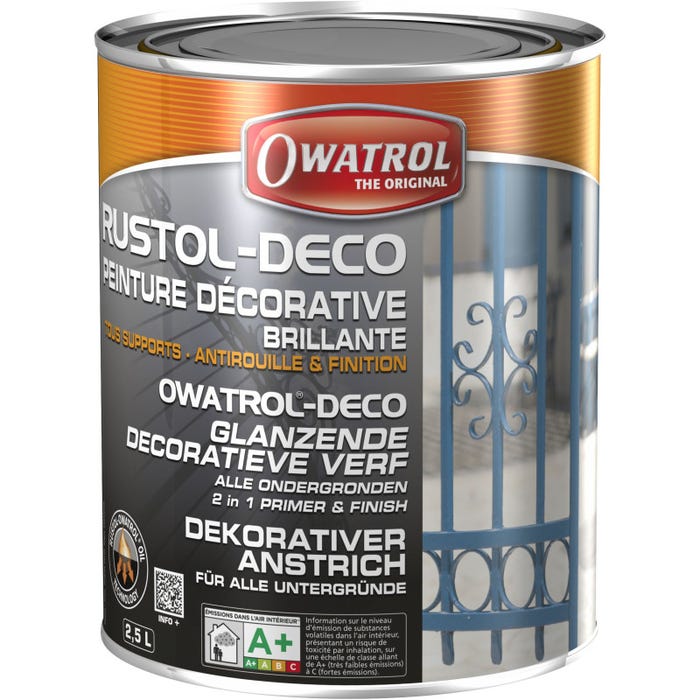 Rustol Déco - Peinture de finition antirouille tous supports - Owatrol - 2,5 L Vert
