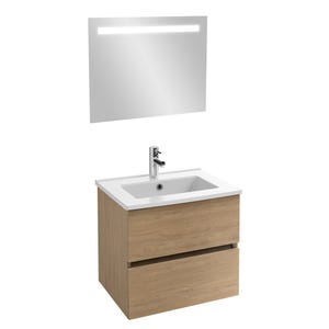 JACOB DELAFON - Meuble sous-plan Tolbiac chene + plan vasque 81 x 46,50 cm Ola et miroir LED
