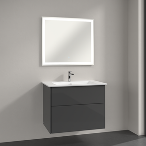 Meuble vasque VILLEROY ET BOCH Finero Glossy Grey 47,7 x 75,3 x 59 cm avec miroir