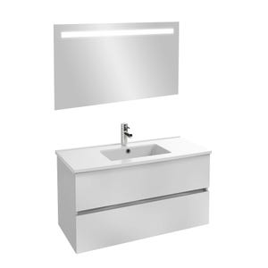 JACOB DELAFON - Meuble sous-plan Tolbiac blanc + plan vasque 101 x 46,50 cm Ola et miroir LED