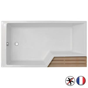 Baignoire bain douche antidérapante 180 x 90 JACOB DELAFON Neo blanc mat version gauche