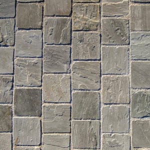 Pavé pierre naturelle Grès Kandla Gris 14x14cm Ep. 3 à 5cm (vendu au m²) - Ligerio