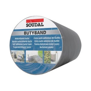 Butyband - Bande butyl autocollante - Soudal - Rouleau de 22,5 cm x 10 m Aluminium