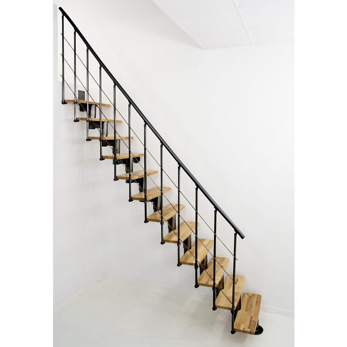 Escalier central Comforttop largeur 85cm - Acier noir - Hêtre