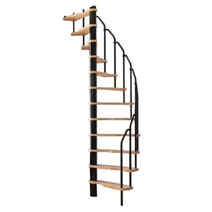 HandyStairs escalier en colimaçon "Radius" - 140x70 cm - hauteur 299 cm - 12 marches en hêtre - Noir