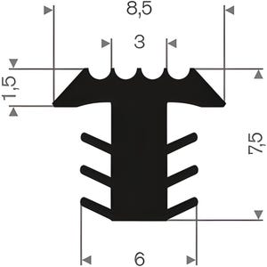 Profilé de fraisage PVC noir LxH=8,5x7,5mm - Au mètre