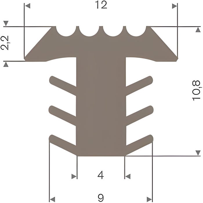 Profilé de fraisage en PVC marron LxH= 12x10,8mm - Au mètre