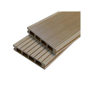 Lame terrasse bois composite alvéolaire Dual Beige clair, E : 25mm, l : 14 cm, L : 120 cm.168