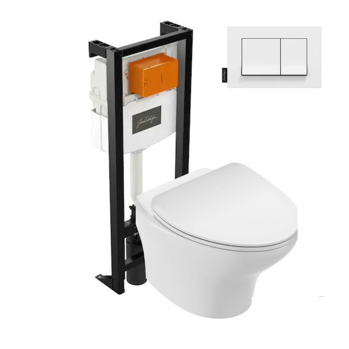 Pack WC suspendu sans bride compact JACOB DELAFON Nouvelle vague+ bâti-support + plaque Blanc brillant