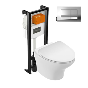 Pack WC suspendu sans bride compact JACOB DELAFON Nouvelle vague+ bâti-support + plaque Chrome