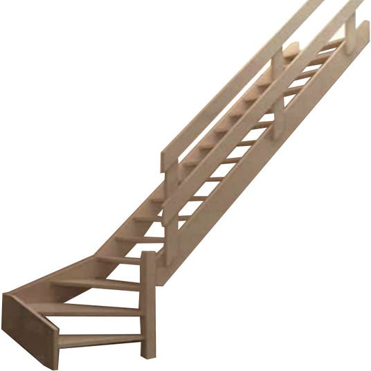 HandyStairs Escalier de meunier "Rustic60" - Bois de pin - Quart tournant a droite - Largeur 60cm - Hauteur 280cm
