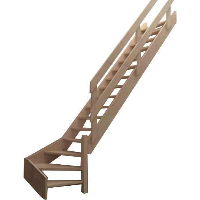 HandyStairs Escalier de meunier "Rustic60" - Bois de pin - Quart tournant a droite - Largeur 60cm - Hauteur 280cm