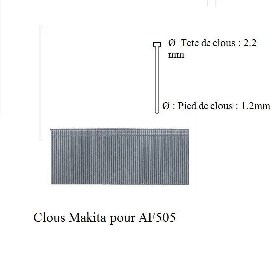 1 Boite de 5000 Clous Galva L:40 mm pour AF505 F-31931 Makita