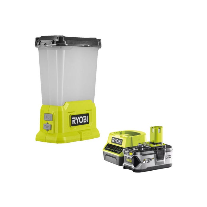 Pack RYOBI Lanterne LED 18V One+ 850 Lumens RLL18-0 - 1 Batterie 4.0Ah - 1 Chargeur rapide RC18120-140