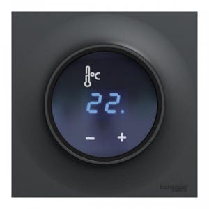Thermostat d'ambiance fil pilote digital Odace anthracite complet Schneider Electric CS520509