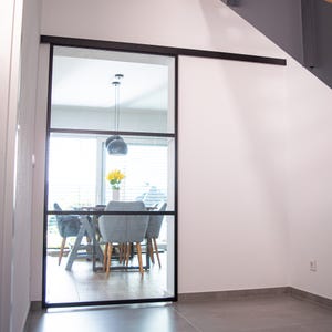Schulte Porte coulissante intérieure en verre, 102 x 220 cm, verre de sécurité, porte vitrée, décor industriel noir