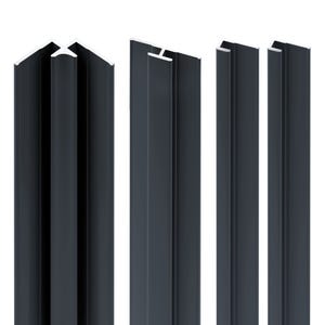Schulte Pack de 2 profilés de finition + 1 profilé d’angle + 1 profilé d'extension pour panneaux muraux DécoDesign, 210 cm, anthracite
