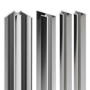 Schulte Pack de 2 profilés de finition + 1 profilé d’angle + 1 profilé d'extension pour panneaux muraux DécoDesign, 210 cm, aspect chromé