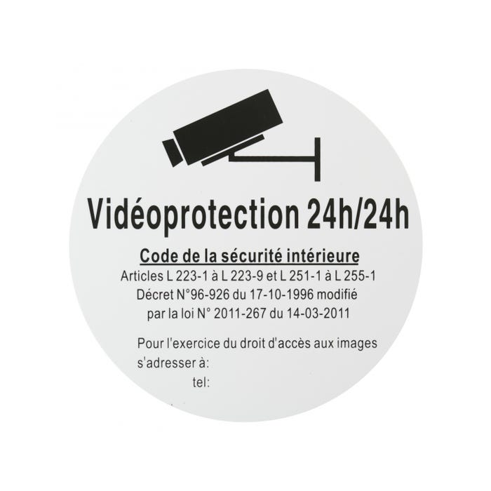 THIRARD - Plaque signalétique Ø 180mm "VIDEOPROTECTION 24/24" avec adhésif - THIRARD
