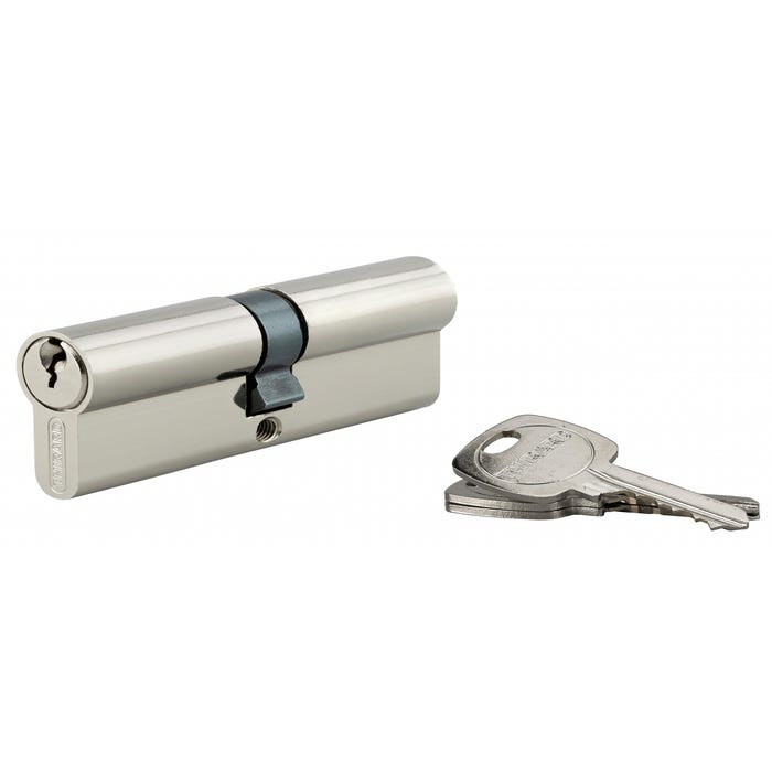 THIRARD - Cylindre de serrure double entrée, 40x40mm, anti-arrachement, nickel, 3 clés