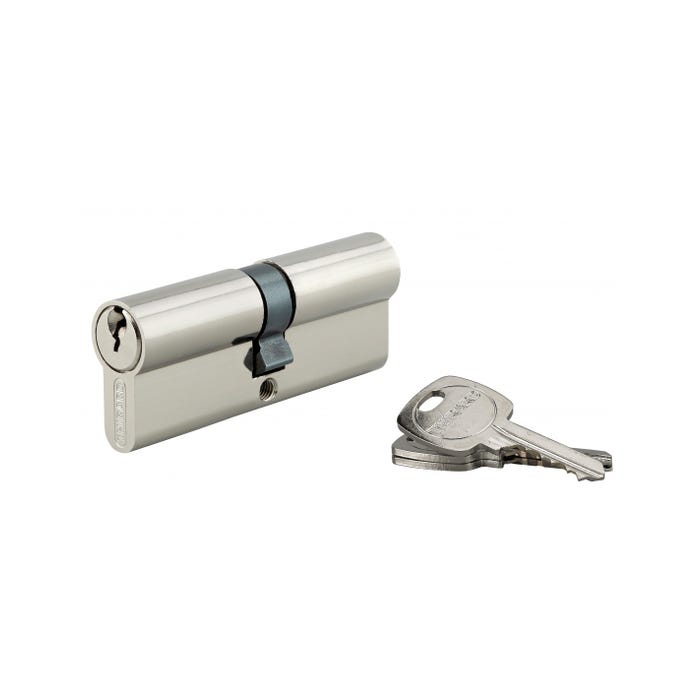 THIRARD - Cylindre de serrure double entrée, 40x40mm, anti-arrachement, nickel, 3 clés