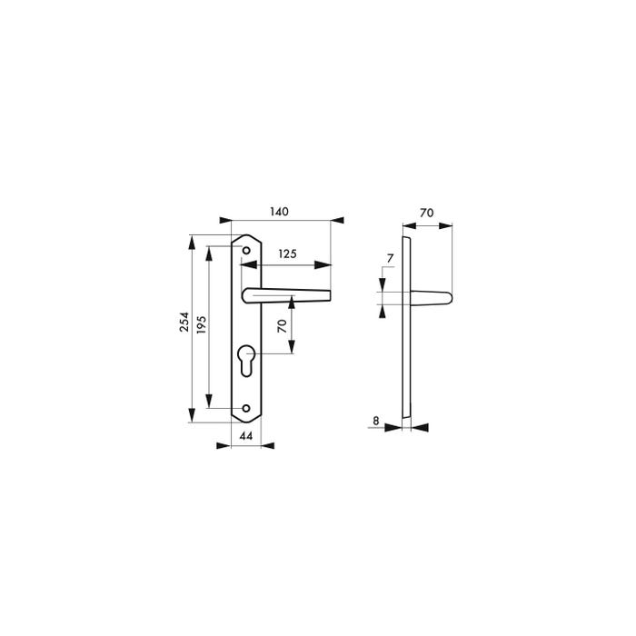 THIRARD - Ensemble de poignées pour porte d'entrée Themis trou de cylindre, carré 7mm, entr'axes 195mm, bois blanc
