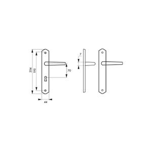 THIRARD - Ensemble de poignées pour porte de chambre Themis trou de clé, carré 7mm, entr'axes 195mm, bois brut