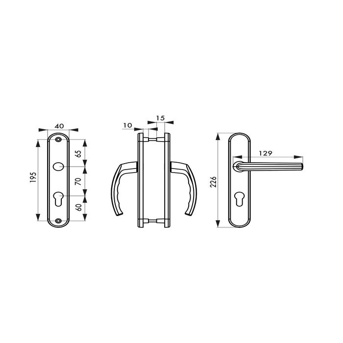 THIRARD - Ensemble de poignées pour porte d'entrée Sultane trou de cylindre, carré 7mm, entr'axes 195mm, blanc