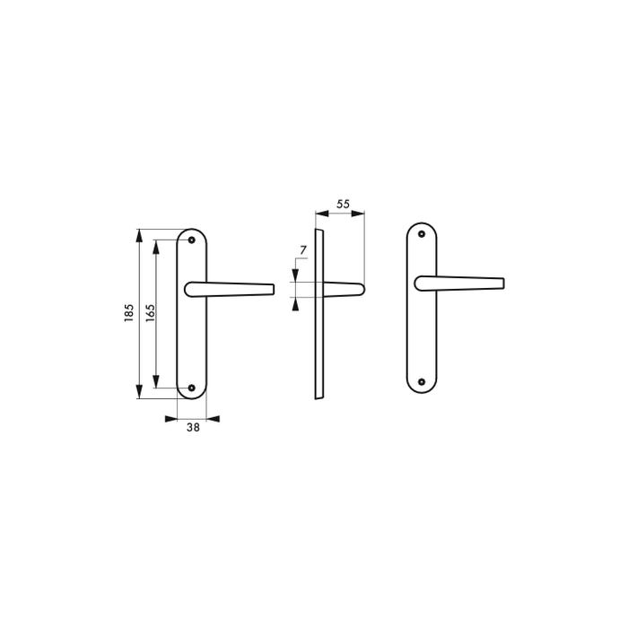THIRARD - Ensemble de poignées pour porte intérieure Leto sans trou, carré 7mm, entr'axes 165mm, argent