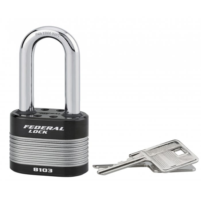 THIRARD - Cadenas à clé Fédéral Lock Protector, extérieur, acier, anse demi-haute, double verrouillage, 50mm, 2 clés