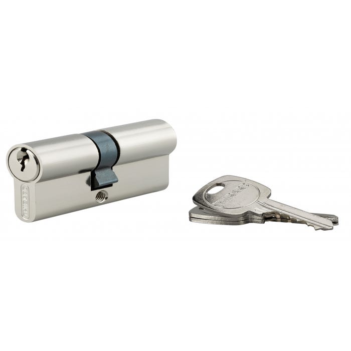 THIRARD - Cylindre de serrure double entrée, 30x35mm, anti-arrachement, nickel, 3 clés