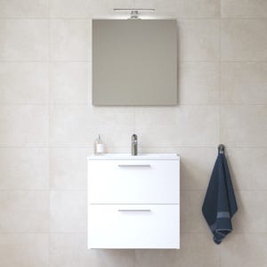 Vitra Mia ensemble meuble 59x61x39,5 cm avec miroir, lavabo et éclairage LED, Blanc brillant (MIASET60B)