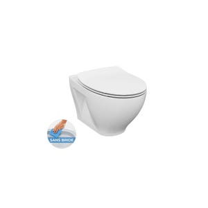 Grohe Pack WC autoportant + Cuvette Cersanit sans bride + Abattant softclose + Plaque chrome (ProjectDormo-1)