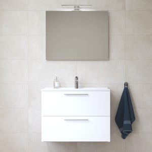 Vitra Mia ensemble meuble 79x61x39,5 cm avec miroir, lavabo et éclairage LED, Blanc brillant (MIASET80B)