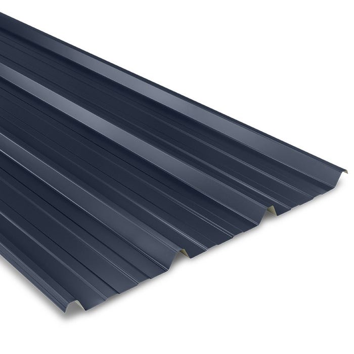 Tôle bac acier 0.63 mm couverture métallique 2100x1000 mm AXEL® | Bleu Ardoise | RAL 5008