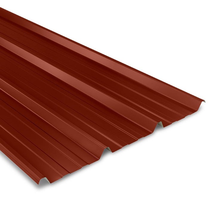 Tôle bac acier 0.63 mm couverture métallique 2100x1000 mm AXEL® | Rouge Tuile | RAL 8012