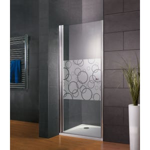 Schulte Porte de douche pivotante, profilé aspect chromé, Style 2.0, verre 5 mm anticalcaire, décor Cercles 80 x 192 cm
