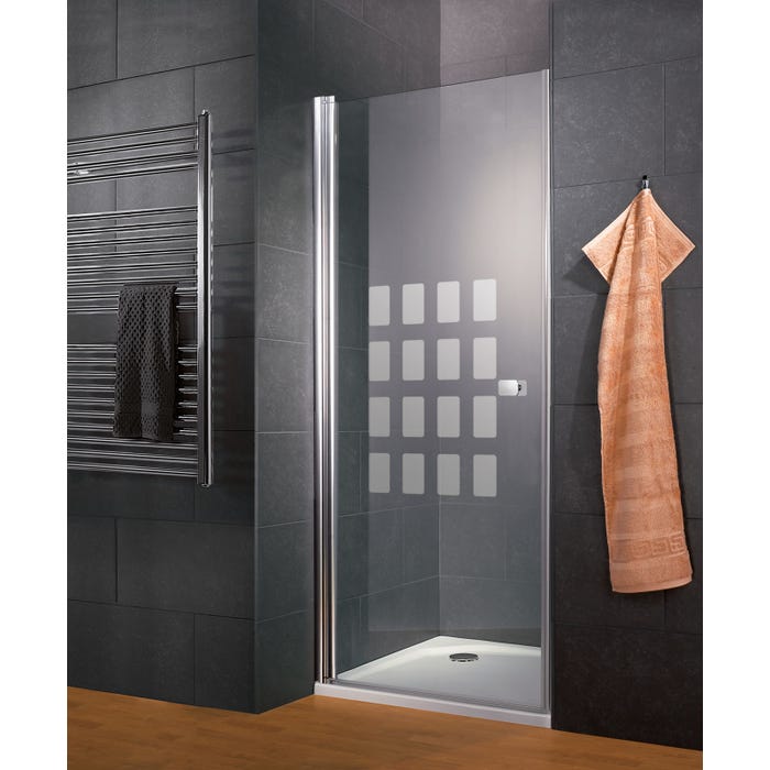 Schulte Porte de douche pivotante, profilé aspect chromé, Style 2.0, verre 5mm, décor Cubic 90 x 192 cm, transparent