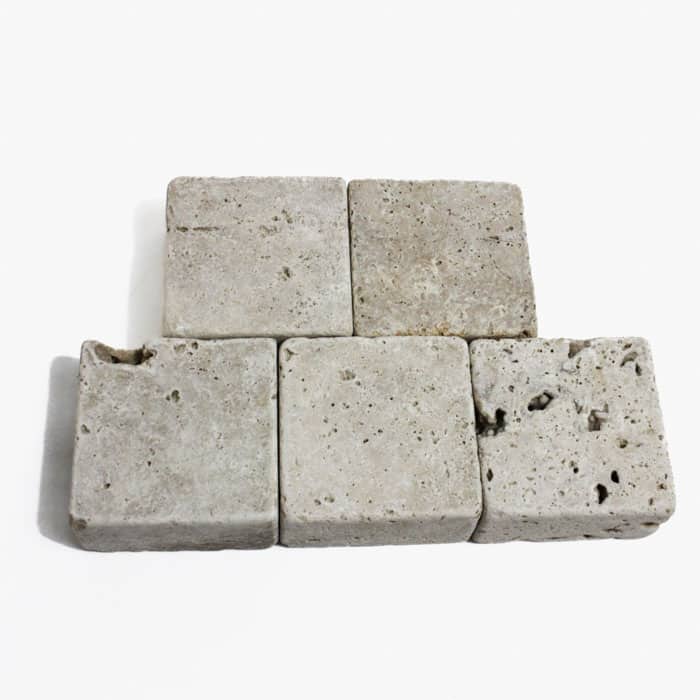 Pavé en travertin pierre naturelle - 12 cm x 12 cm x 5 cm (vendu au m²) - Ligerio