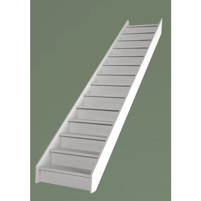 HandyStairs Escalier fermé "Basica60" - 60cm de large - 1x apprêt blanc - 14 marches (300/226)