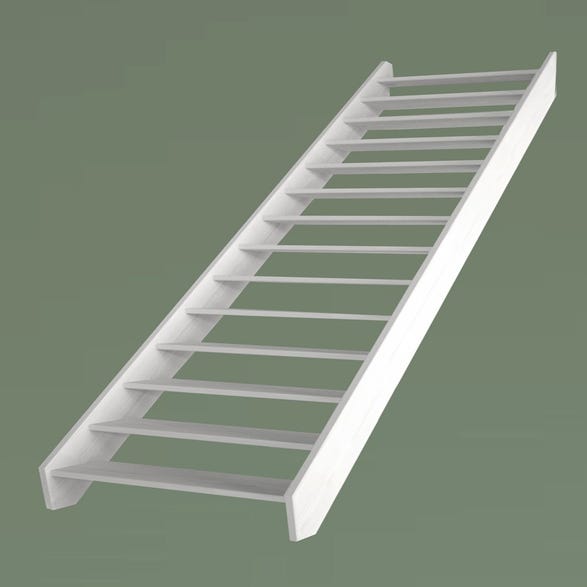 HandyStairs escalier ouvert "Basica60" - pin (40mm) - 1x apprêt blanc - 14 marches (300/226)