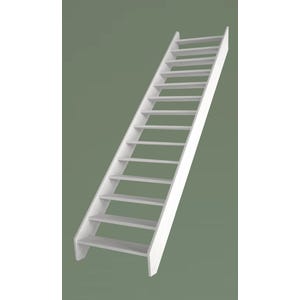 HandyStairs escalier ouvert "Basica60" - pin (40mm) - 1x apprêt blanc - 11 marches (220/166)