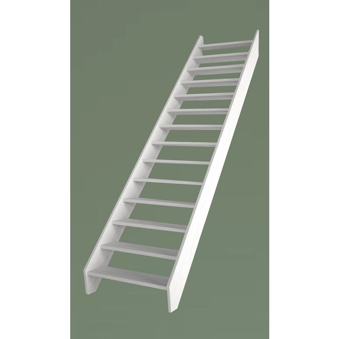 HandyStairs escalier ouvert "Basica60" - pin (40mm) - 1x apprêt blanc - 9 marches (200/151)